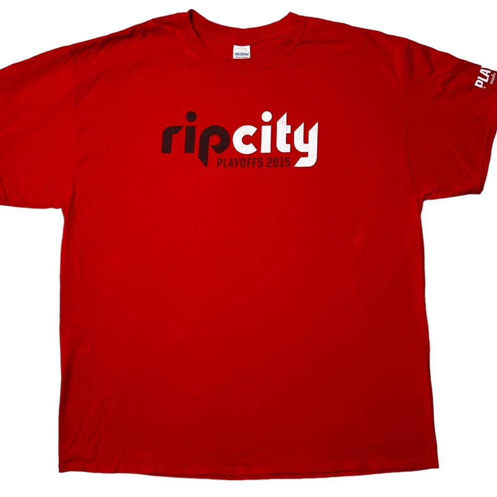 {Gildan} Rip City Trailblazers Playoffs 2015 Promo Graphic T-Shirt Red Unisex XL